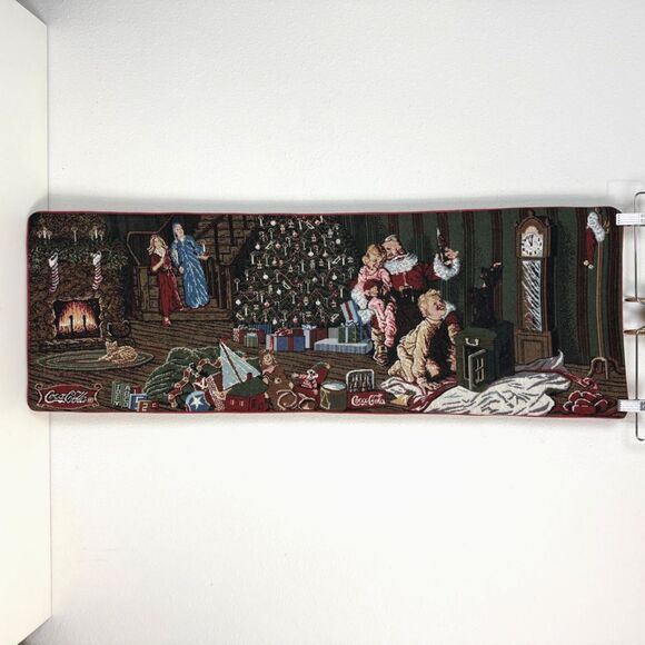 Vintage Coca-Cola Christmas Tapestry Table Runner 12x36 - Picture 1 of 7
